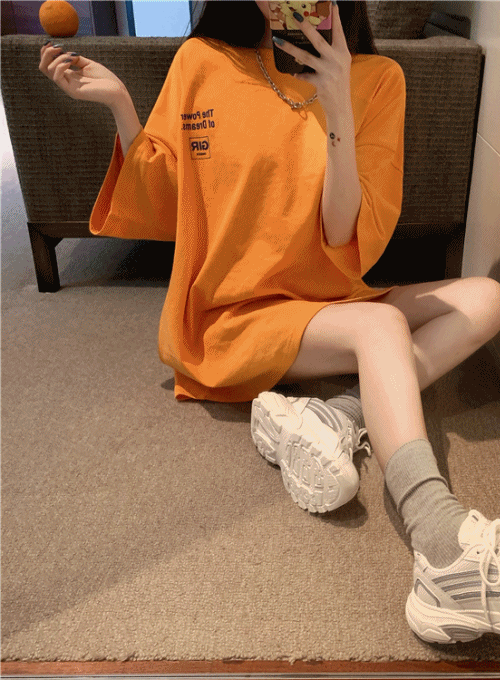 (당일출고)걸스 오렌지 롱티셔츠